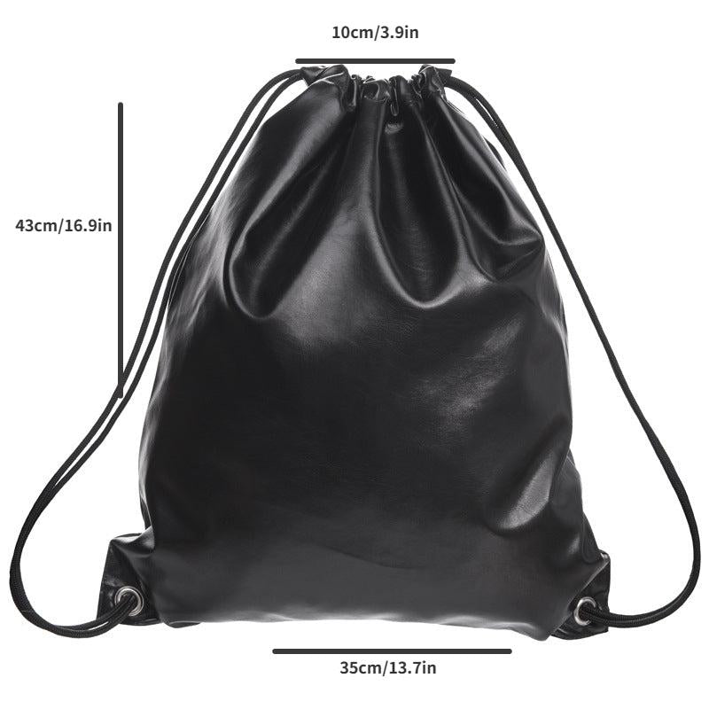 Casual PU Leather Bundle Backpack Drawstring Backpack