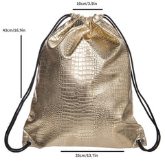 Casual PU Leather Bundle Backpack Drawstring Backpack