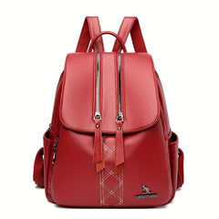 Solid PU Leather Backpack High Capacity Bag