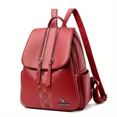 Solid PU Leather Backpack High Capacity Bag