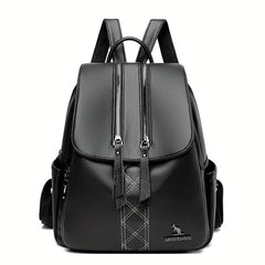 Solid PU Leather Backpack High Capacity Bag