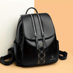 Solid PU Leather Backpack High Capacity Bag