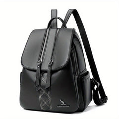 Solid PU Leather Backpack High Capacity Bag