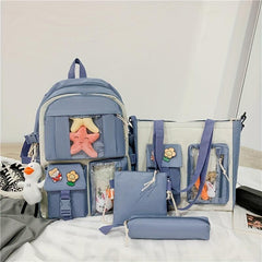 4pcs Crossbody Bag Handbag And Pen Bag Set Student Backpack