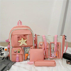 4pcs Crossbody Bag Handbag And Pen Bag Set Student Backpack