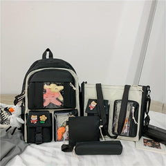4pcs Crossbody Bag Handbag And Pen Bag Set Student Backpack