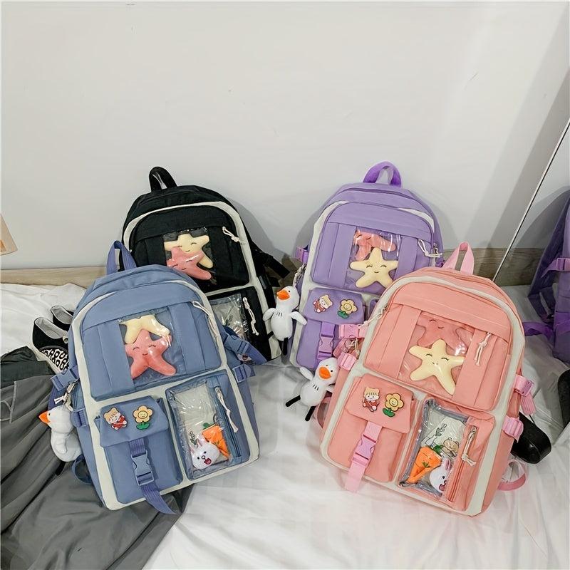 4pcs Crossbody Bag Handbag And Pen Bag Set Student Backpack