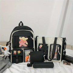 4pcs Crossbody Bag Handbag And Pen Bag Set Student Backpack