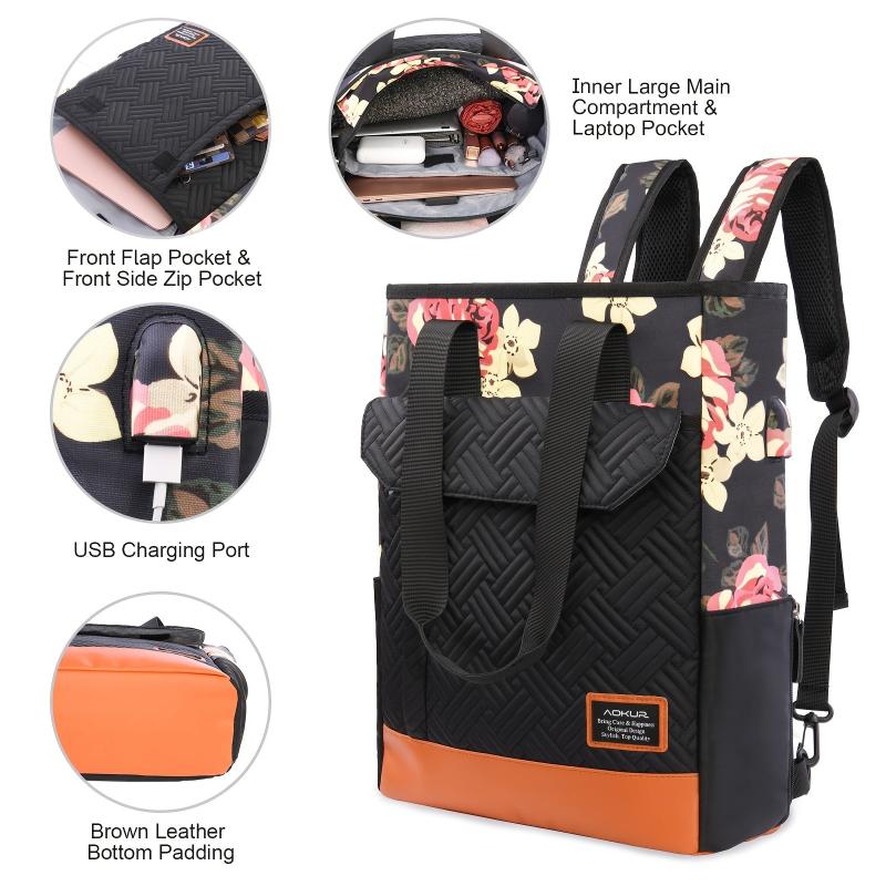 Aokur Convertible Tote Backpack with USB Charging