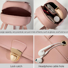 Sweet Mini Backpack With Earphone Hole Double Shoulder Bag