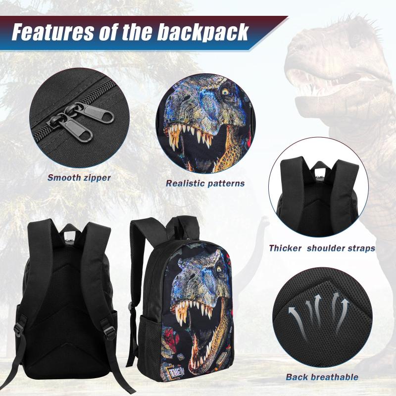 Kids Dinosaur Backpack & Lunch Bag & Pencil Bag Set
