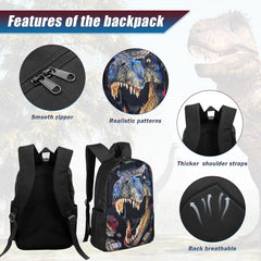Kids Dinosaur Backpack & Lunch Bag & Pencil Bag Set