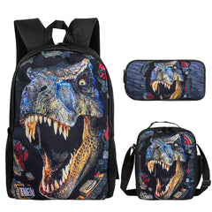 Kids Dinosaur Backpack & Lunch Bag & Pencil Bag Set