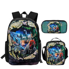 Kids Dinosaur Backpack & Lunch Bag & Pencil Bag Set