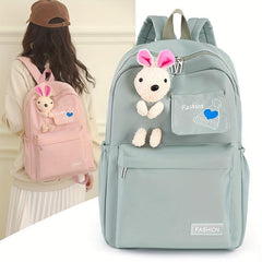 Little Rabbit Doll Backpack Double Shoulder Bag Middle School Student Backpack