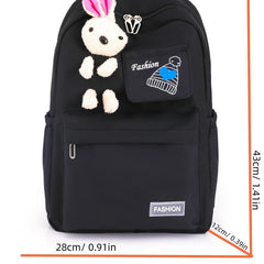 Little Rabbit Doll Backpack Double Shoulder Bag Middle School Student Backpack