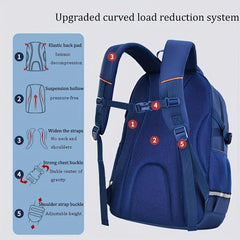 Large Capacity Backpack Student Schoolbag Reinforced Spine Protection