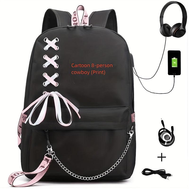 Casual Backpack With USB Charging Travel Bag Computer Bag