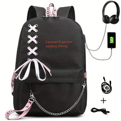 Casual Backpack With USB Charging Travel Bag Computer Bag