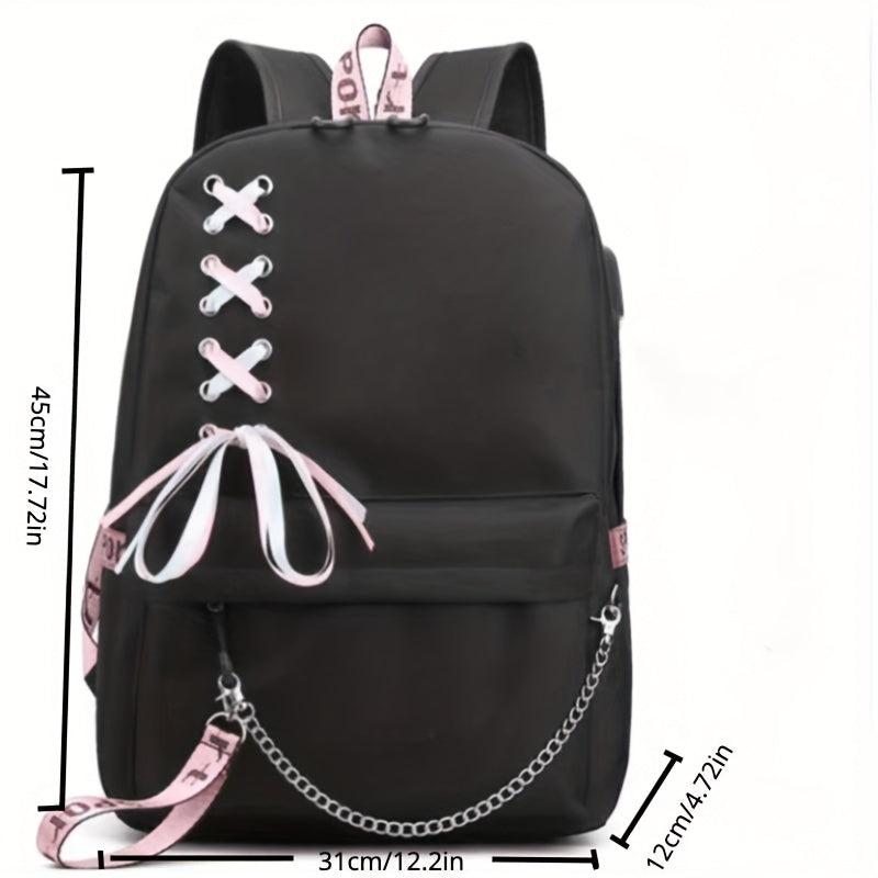 Casual Backpack With USB Charging Travel Bag Computer Bag