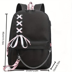 Casual Backpack With USB Charging Travel Bag Computer Bag