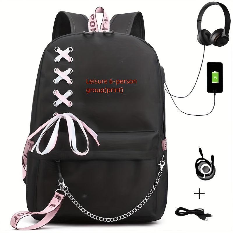 Casual Backpack With USB Charging Travel Bag Computer Bag