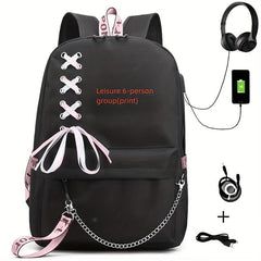 Casual Backpack With USB Charging Travel Bag Computer Bag