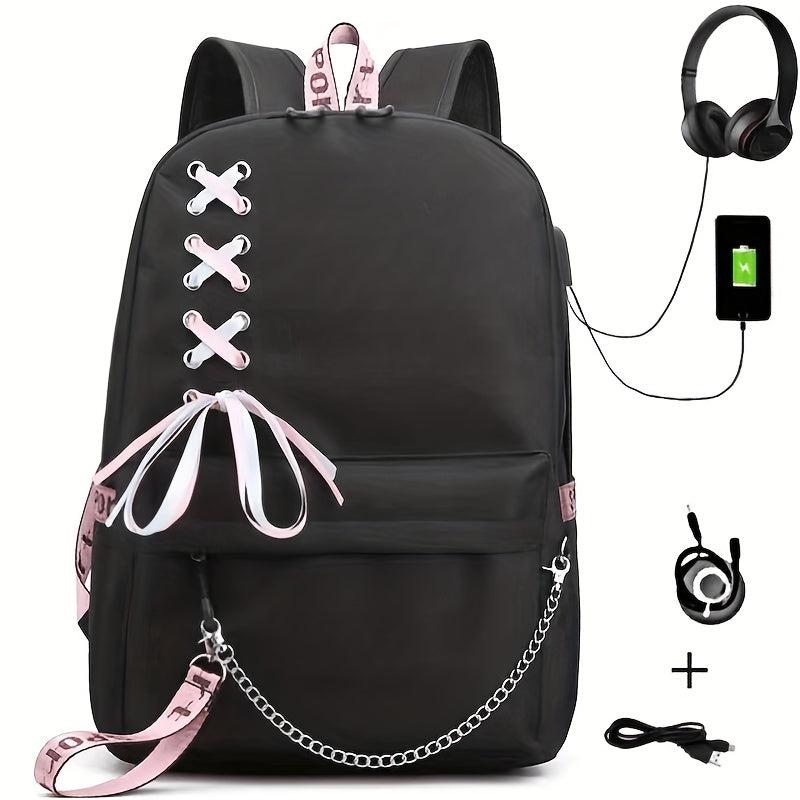 Casual Backpack With USB Charging Travel Bag Computer Bag