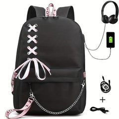 Casual Backpack With USB Charging Travel Bag Computer Bag