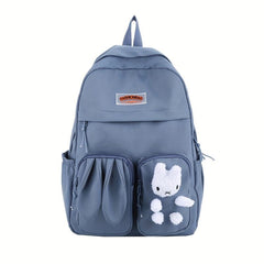 Plush Bear Denim Backpack Large Capacity School Bag