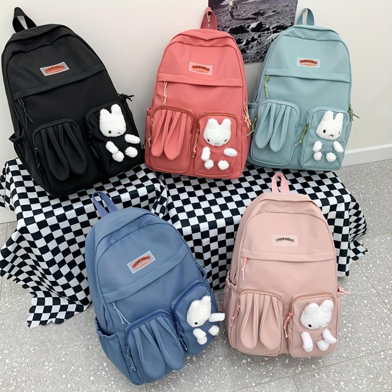 Plush Bear Denim Backpack Large Capacity School Bag