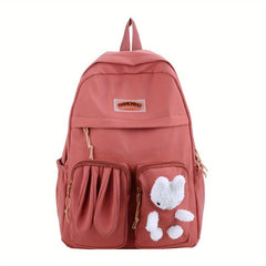 Plush Bear Denim Backpack Large Capacity School Bag