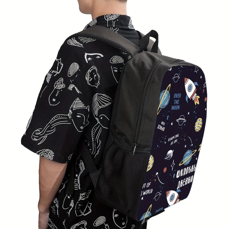 Space Rocket Pattern Backpack Men's Laptop Women's Personality Backpack