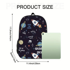Space Rocket Pattern Backpack Men's Laptop Women's Personality Backpack