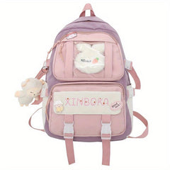 College Style Casual Backpack With Ornaments