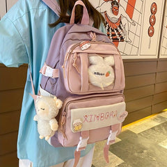College Style Casual Backpack With Ornaments