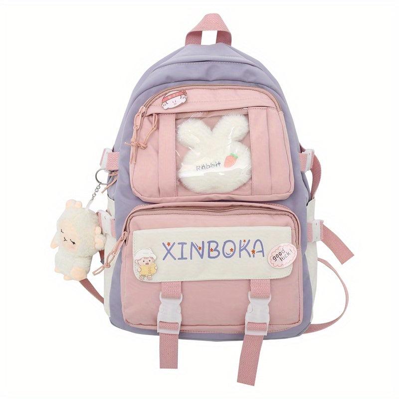 College Style Casual Backpack With Ornaments