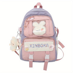 College Style Casual Backpack With Ornaments