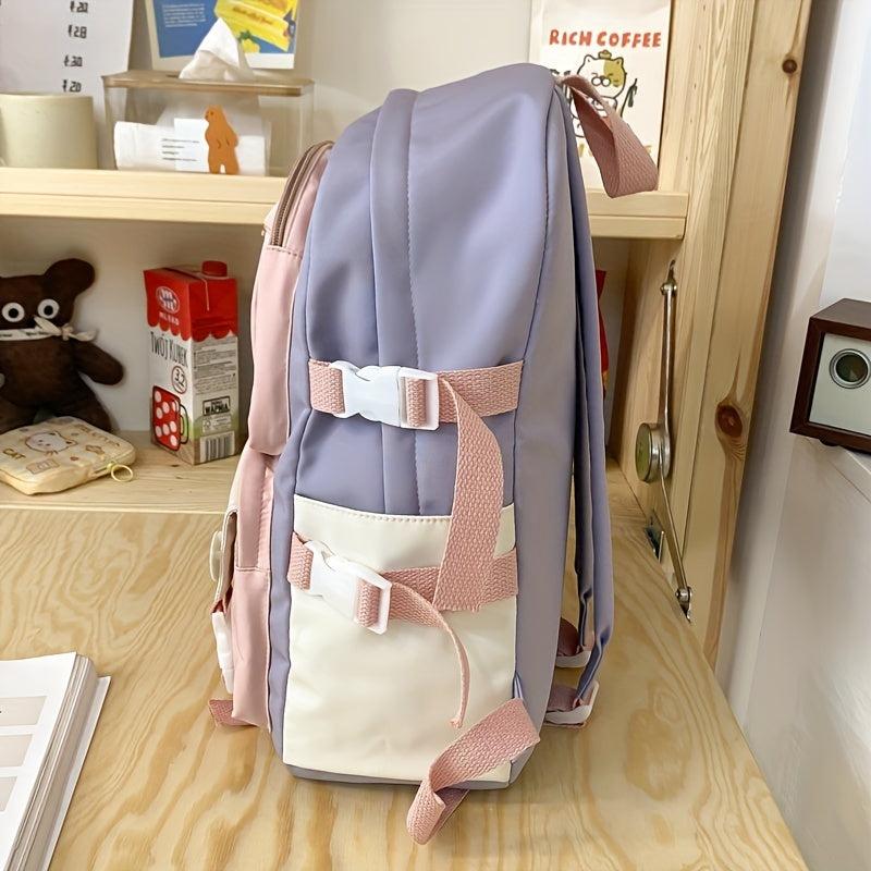 College Style Casual Backpack With Ornaments