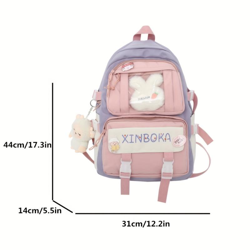College Style Casual Backpack With Ornaments