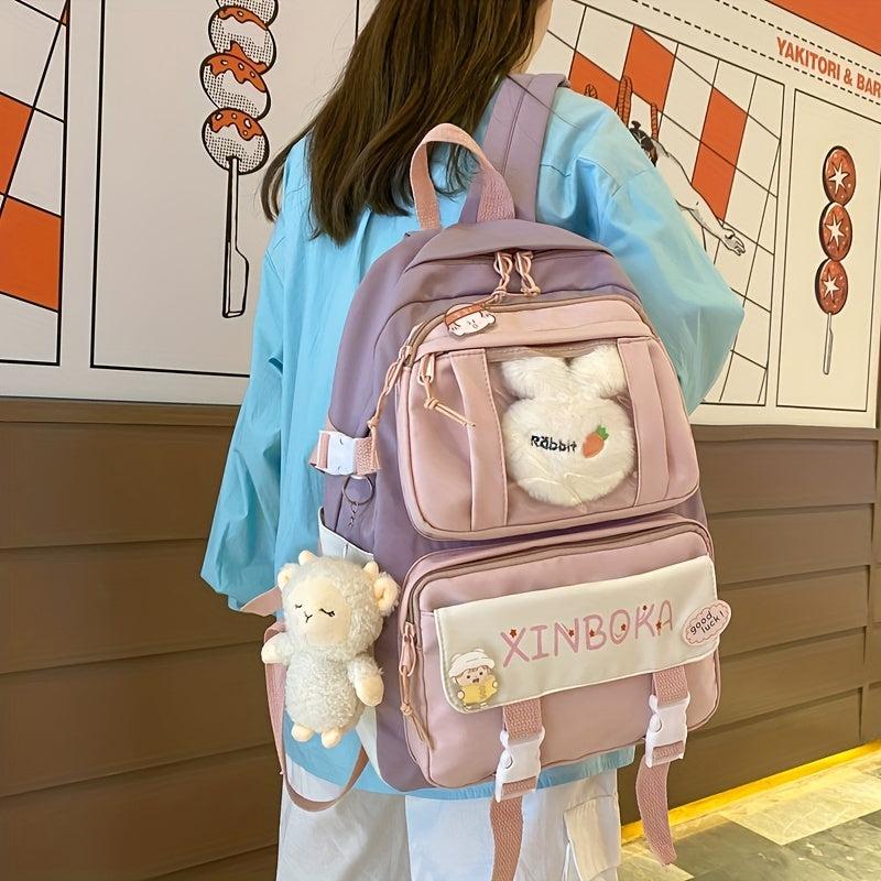 College Style Casual Backpack With Ornaments