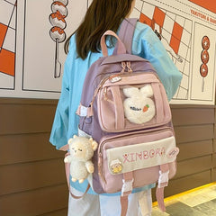 College Style Casual Backpack With Ornaments