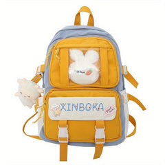 College Style Casual Backpack With Ornaments