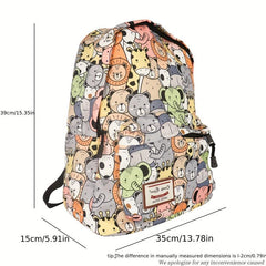 Funny Animals Pattern Students Backpack Double Shoulder Bag Large Capacity
