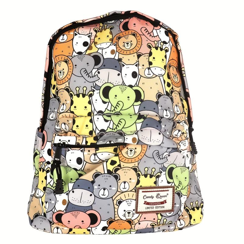 Funny Animals Pattern Students Backpack Double Shoulder Bag Large Capacity