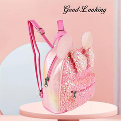 Colorful Bow Children's Backpack With Sequins