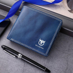RFID Blocking Leather Wallet Men Slim Bifold Front Pocket Wallets