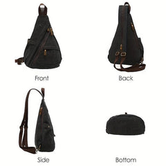 Men's Casual Canvas Chest Bag Multifunctional Crossbody Bag