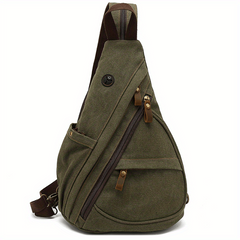 Men's Casual Canvas Chest Bag Multifunctional Crossbody Bag