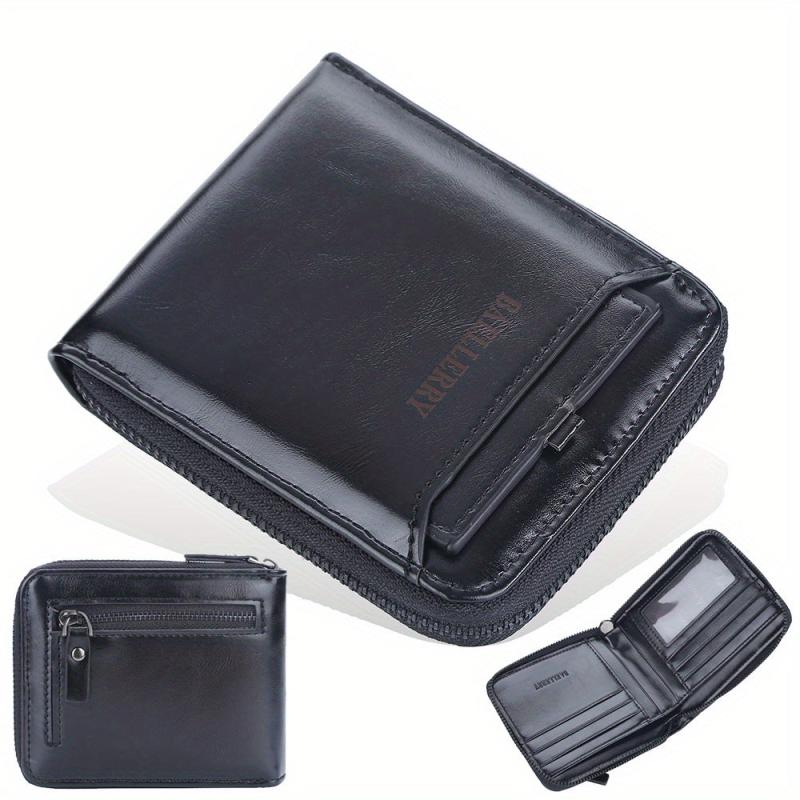 Men's Retro Wallet Horizontal Zipper Bag Casual PU Leather Coin Purse